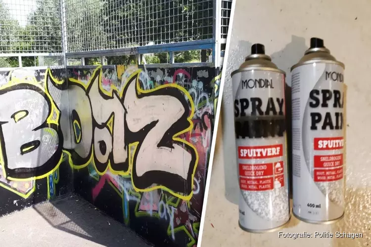 Graffitispuiter op heterdaad betrapt tijdens &#39;taggen&#39; op Schager gymzaal