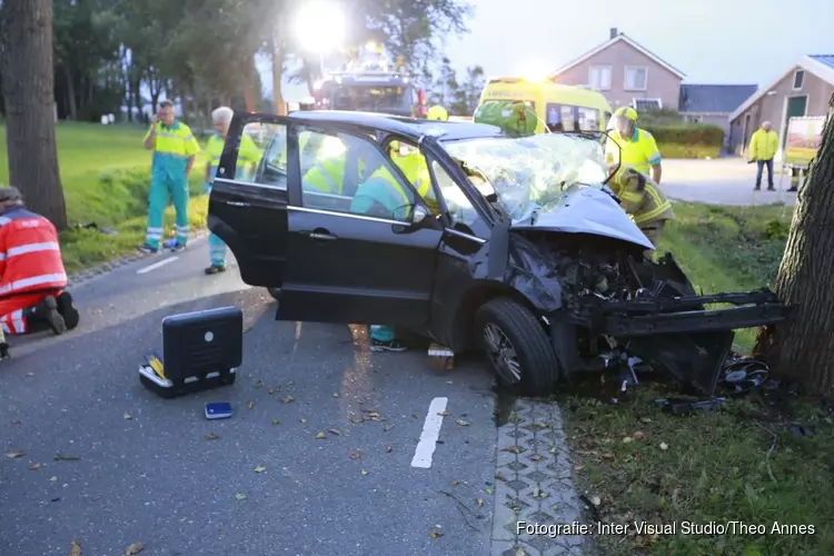 Automobilist botst tegen boom in Waarland: zwaargewond met traumaheli naar ziekenhuis