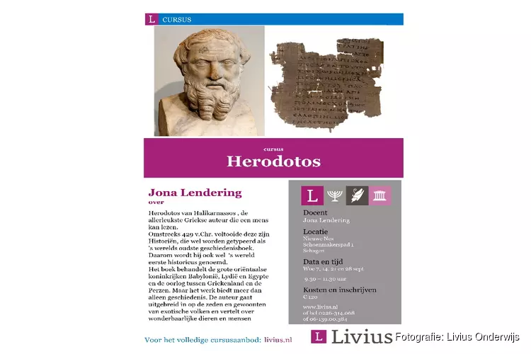 In september verzorgt Livius Onderwijs in Schagen de cursus ‘Herodotos’