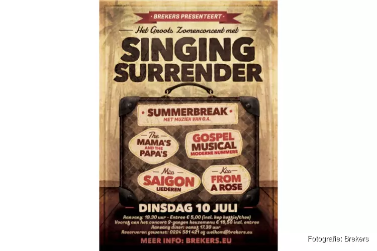 Concert met Singing Surrender bij Brekers